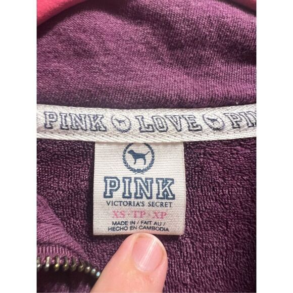 PINK By Victoria’s Secret 1/4 Zip Pull Over Sweatshirt Woman’s Size XS - Picture 7 of 12